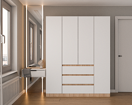 Изображение товара Распашной шкаф Мальм 315 oak white ИКЕА (IKEA) на сайте adeta.ru